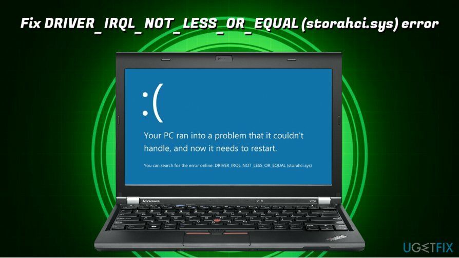 Napraw błąd DRIVER_IRQL_NOT_LESS_OR_EQUAL (storahci.sys)