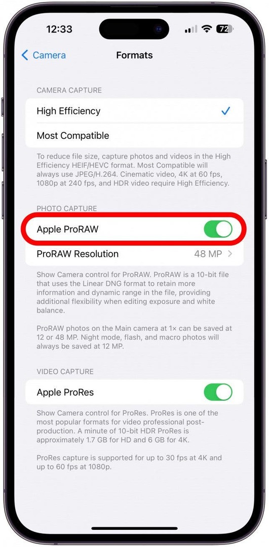 εναλλαγή στο Apple ProRAW