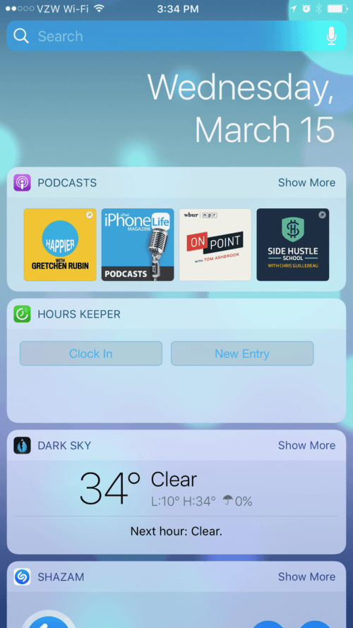 Widget podcast iOS 10.3