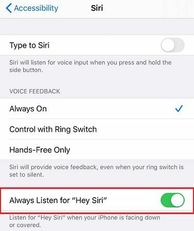 Налаштування Listen-for-Hey-Siri-iPhone