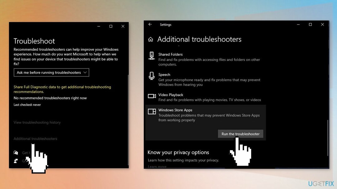 Esegui lo strumento di risoluzione dei problemi delle app di Windows Store