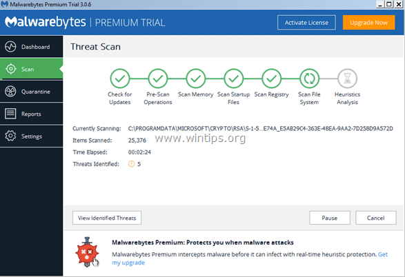 Malwarebytes 3.0 프리미엄 스캔