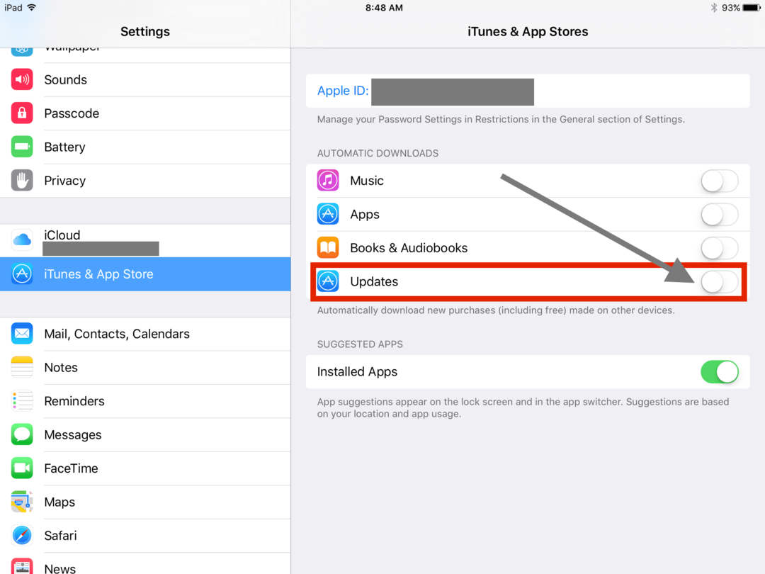 Deaktivieren Sie die automatische Aktualisierung unter iOS 9.3