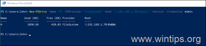 Cómo asignar una unidad de red en Windows 1011 desde PowerShell