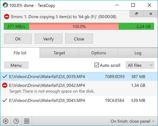 TeraCopy - Λογισμικό αντιγραφής αρχείων