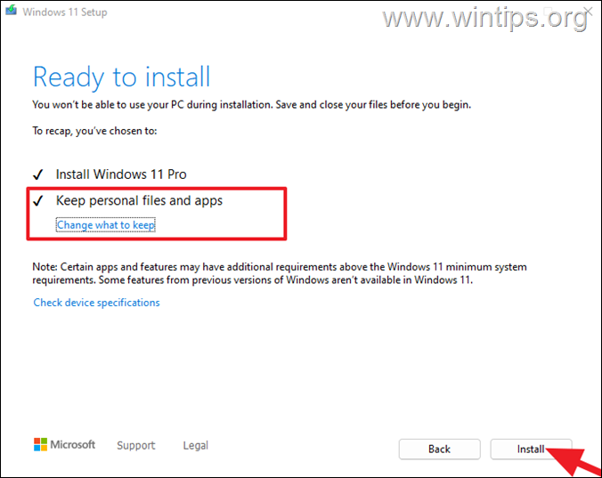 Надграждане и поправка на място на Windows 11