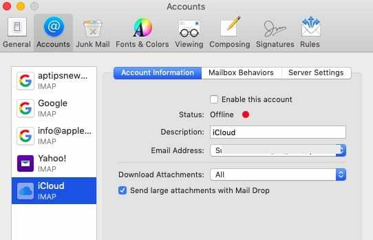 Mail-appen fungerer ikke med 2FA i macOS Mojave