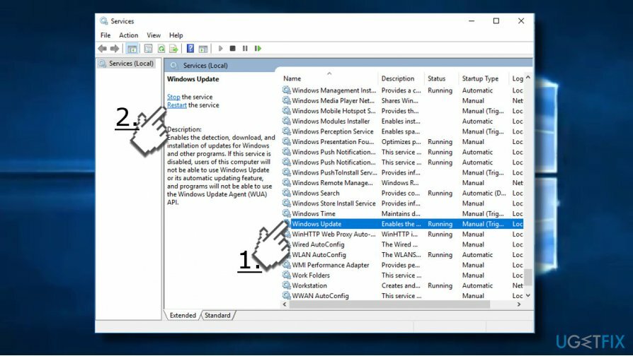 επανεκκινήστε την υπηρεσία Windows Update