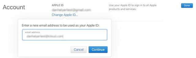 Mainiet Apple ID lietotājvārdu vietnē