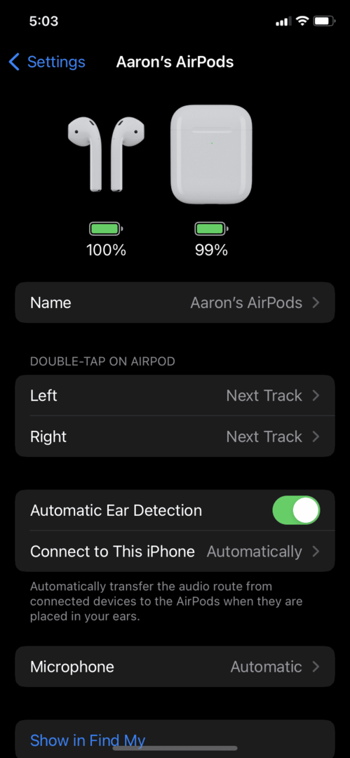 iOS 16 Airpod設定をカスタマイズする