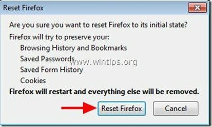 फ़ायरफ़ॉक्स रीसेट करें