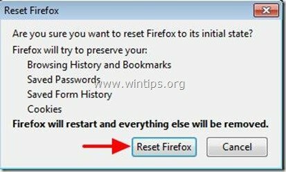 resetați Firefox