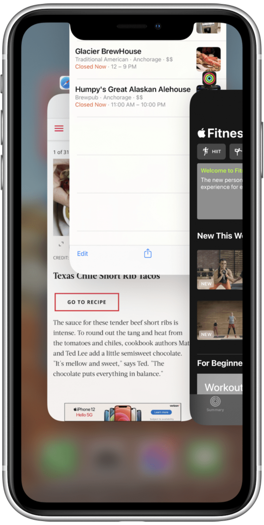 De app verdwijnt van de bovenkant van de iPhone