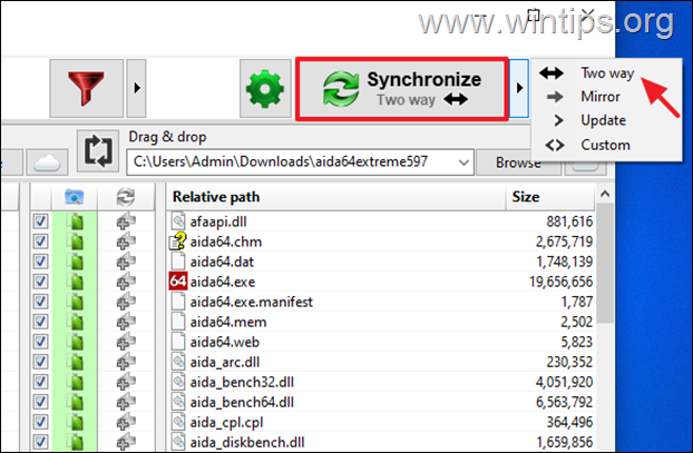 Kaip sinchronizuoti aplankus - FreeFileSync