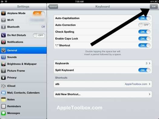 Tambah, Hapus Pintasan Keyboard untuk iPhone, iDevices