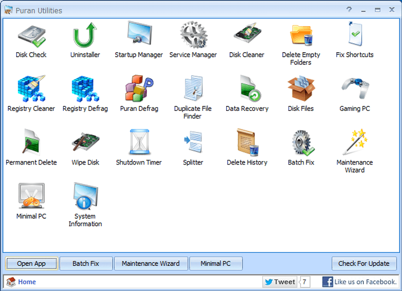 Software-ul Puran Utilities pentru Optimize Windows PC