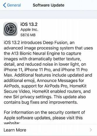 คุณสมบัติ iOS 13.2