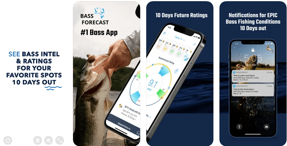 „BassForecast Fishing Forecast“ geriausios žvejybos programos, skirtos „iOS“.