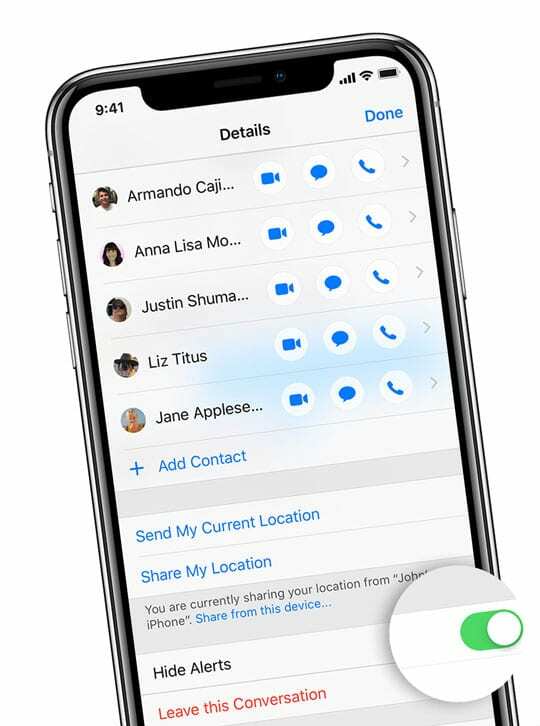 Funkce Skrýt upozornění v aplikaci Message App iMessage na iPhone