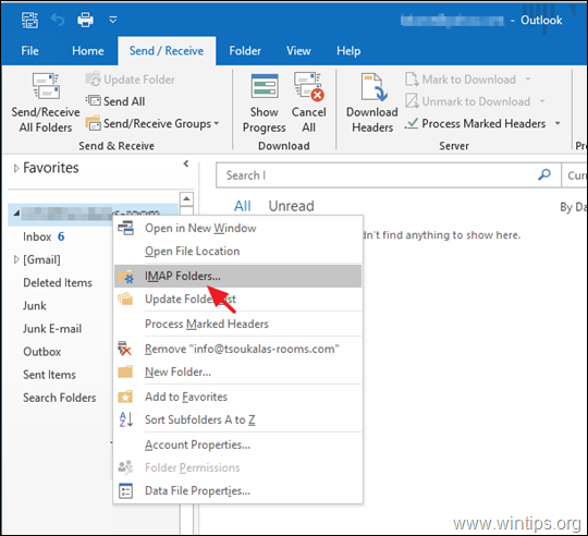 FIX cartelle IMAP non visualizzate in Outlook