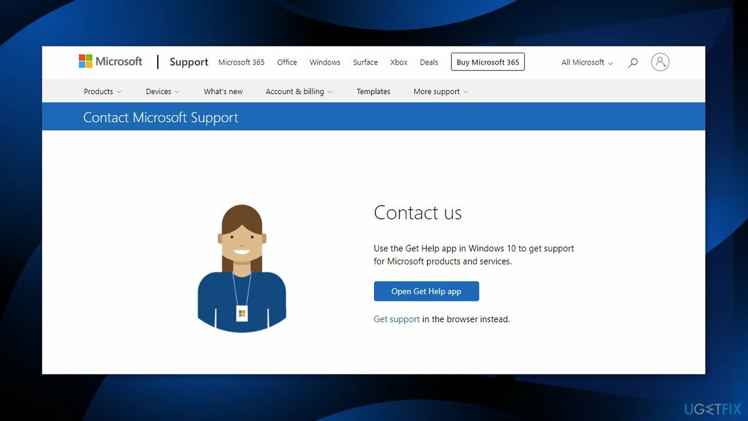 Póngase en contacto con el soporte de Microsoft