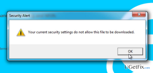 popraviti bug " Trenutne sigurnosne postavke ne dopuštaju preuzimanje ove datoteke" u sustavu Windows