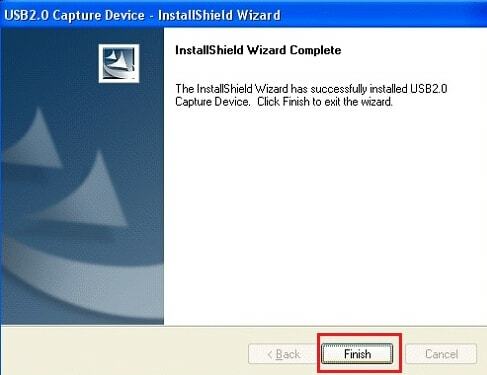 Voltooi de installatie van het Capture Device Driver