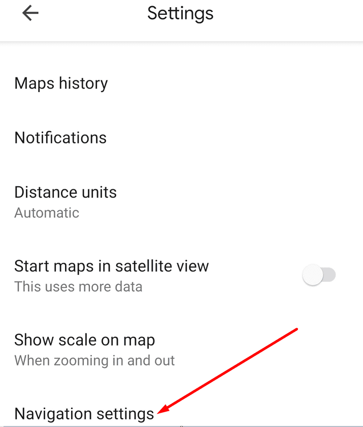 configuración de navegación google maps