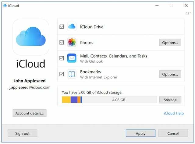 iCloud for Windows alkalmazás