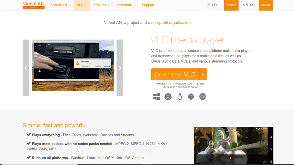 Meilleurs lecteurs multimédias pour Windows - VLC Media Player