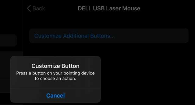 aggiungi la tua prima azione a un nuovo mouse abbinato a un iPad o iPhone come dispositivo di puntamento