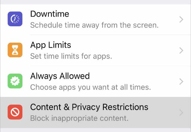 Ograniczenia dotyczące treści i prywatności w iOS