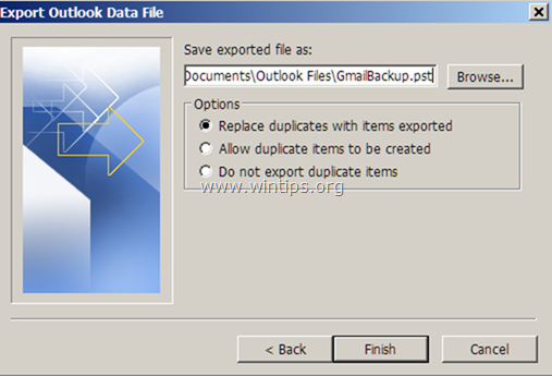 Outlook export gmail naar pst