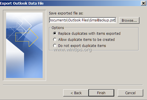 outlook exportera gmail till pst