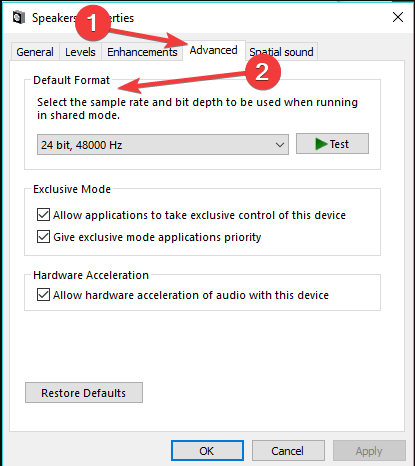 Tab lanjutan dan ubah bitrate di bawah format suara Default