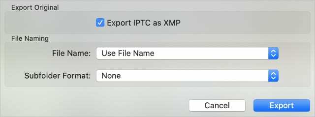 Exporter la fenêtre d'origine non modifiée à partir de l'application Mac Photos