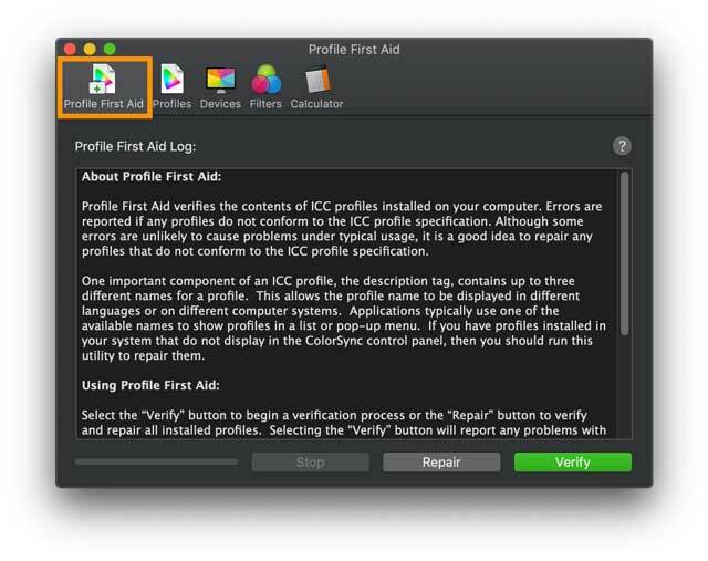 Color Sync -apuohjelma Macissa