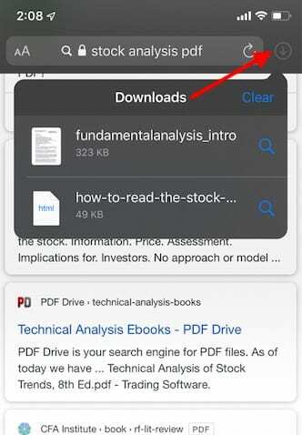 مراقبة تقدم التنزيل في Safari download manager iOS 13