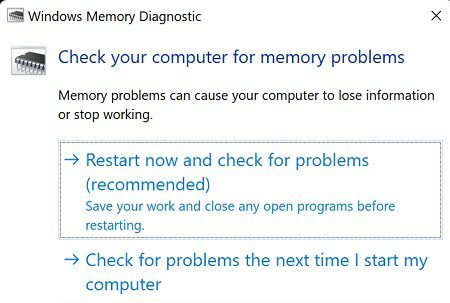 Aplicația Windows-Memory-Diagnostic