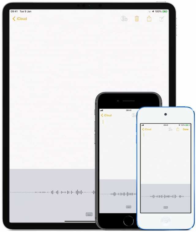 Dictée sur iPhone, iPad et iPod touch.