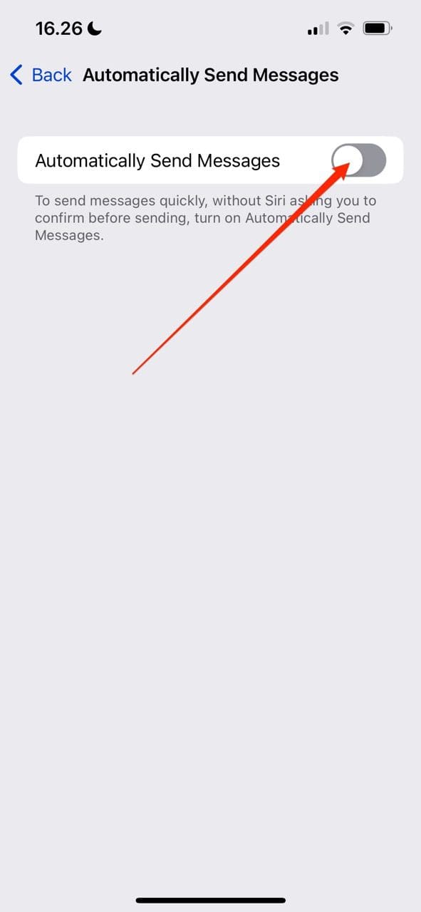 सिरी में iOS 16 के लिए टॉगल बटन