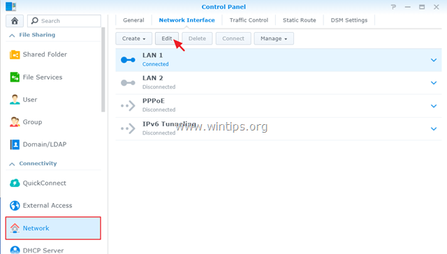 กำหนด ip synology ท้องถิ่น nas