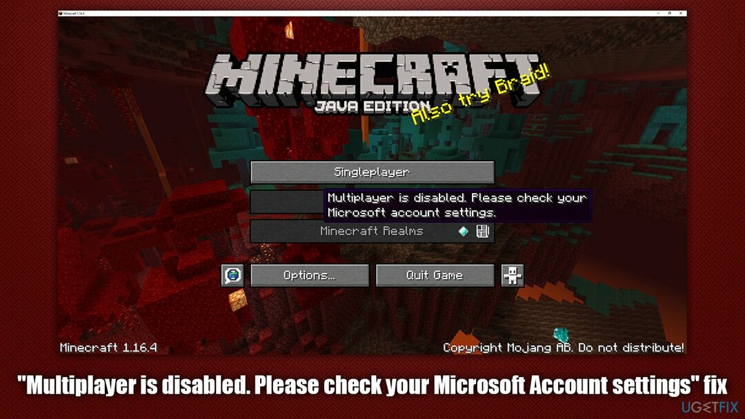 Minecraft त्रुटि को कैसे ठीक करें " मल्टीप्लेयर अक्षम है। कृपया अपनी Microsoft खाता सेटिंग जांचें"?