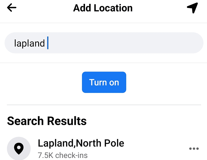 αναζήτηση για την τοποθεσία check in στο facebook
