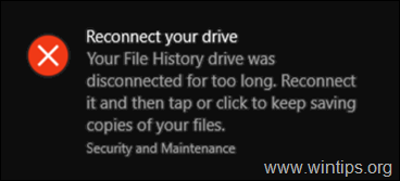 Επανασυνδέστε τη μονάδα δίσκου σας. Η μονάδα Ιστορικού αρχείων σας αποσυνδέθηκε για πάρα πολύ καιρό.