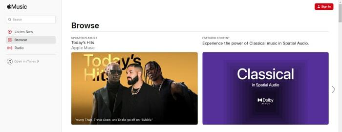 přihlaste se k webovému přehrávači Apple Music