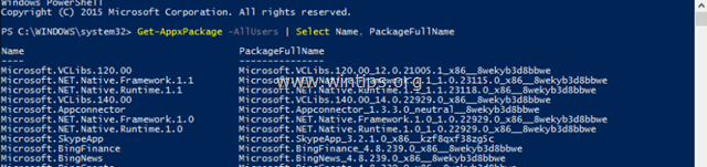 lihat PowerShell Aplikasi yang diinstal