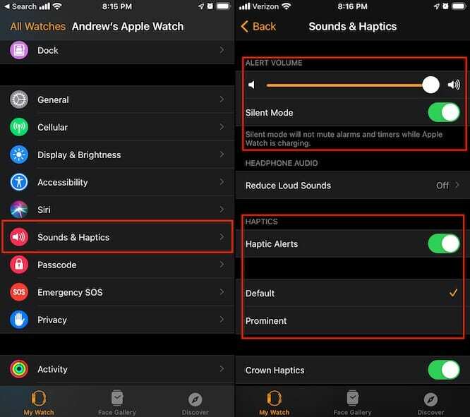 Регулирайте звука и хаптиката за Apple Watch