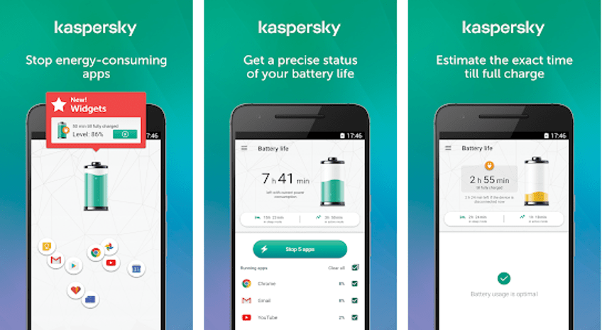 Най-доброто приложение за пестене на батерия - Kaspersky Battery Life