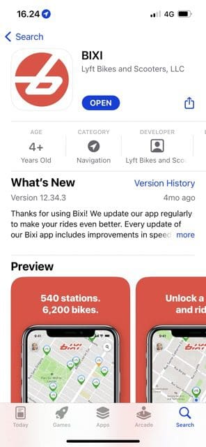 App Store 上の Bixi を示すスクリーンショット